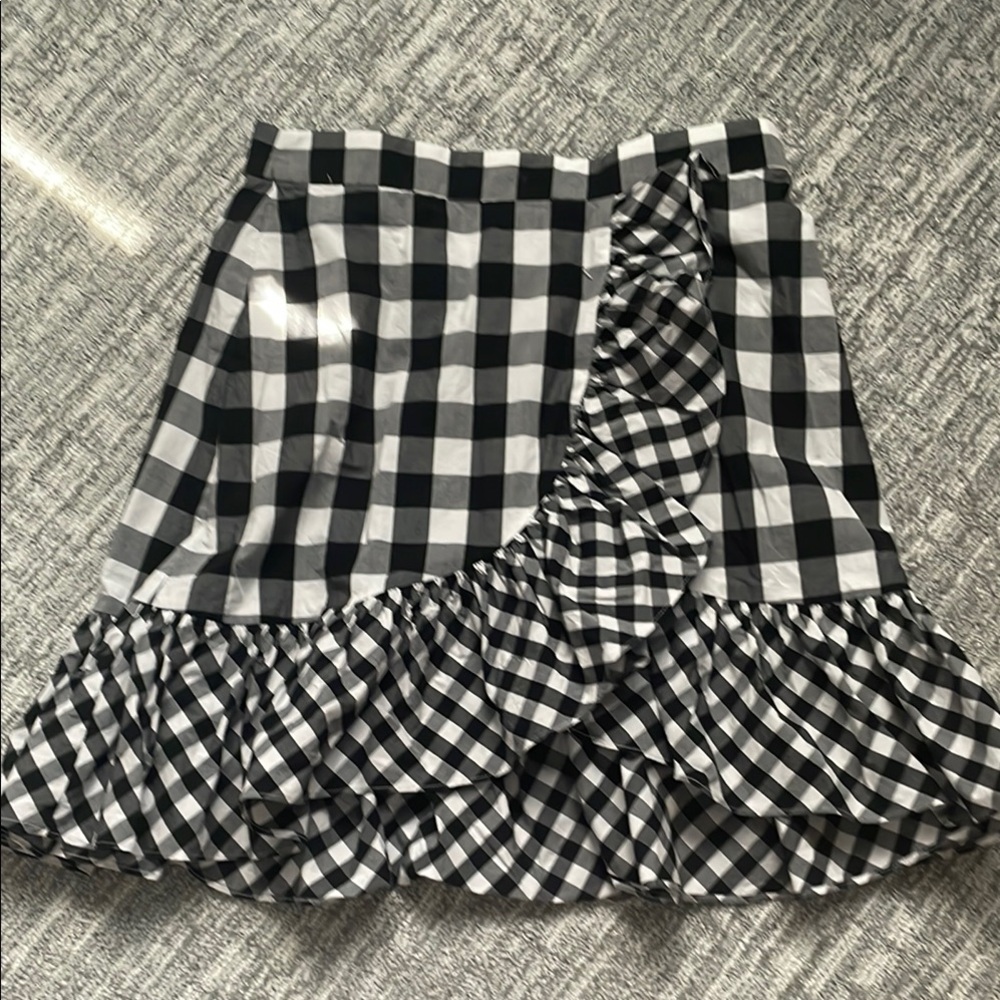 J Crew Black and White Checkered Skirt